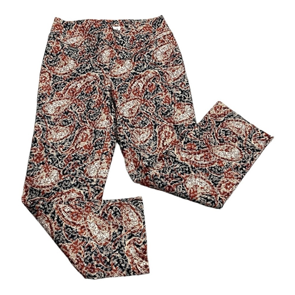 Peck & Peck Paisley Pull-On Stretchy Ankle Pants Size 2